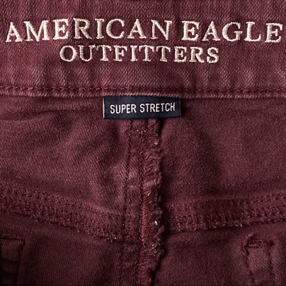 American Eagle Outfitters Hi Rise Shortie Cut Off Shorts Burgundy Plum Size 00 - Picture 10 of 10